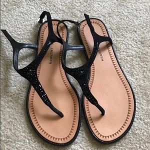 Black Jeweled Sandals